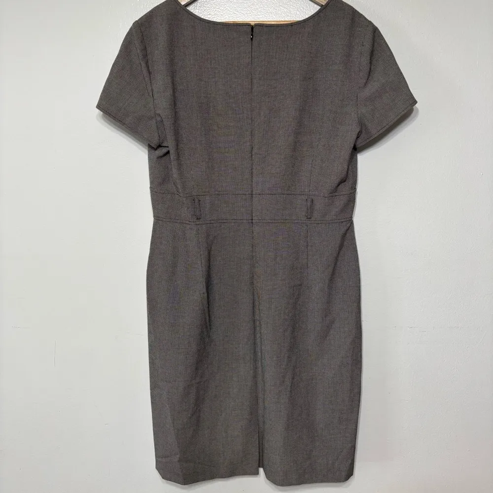 Tahari Aurther Levine Houndstooth Print Sheath Dress Office Business Size 14 - Image 6