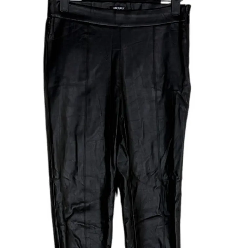 NWT ZARA Faux Leather Mid Elastic Waist Skinny Zip Up Ankle Crop Pants XS Black - Image 2