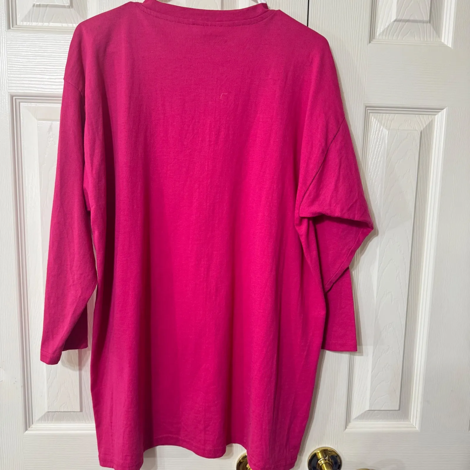 Kevin G 80s Sportswear Oversized T Shirt 3/4 Sleeve Hot Pink One Sz Made in USA - Image 7