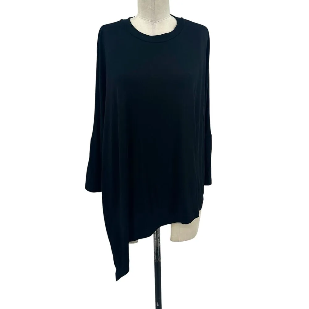 Sweaty Betty Mellow Asymmetric T-shirt Tee Split Hem Jersey Black Size Large - Image 3