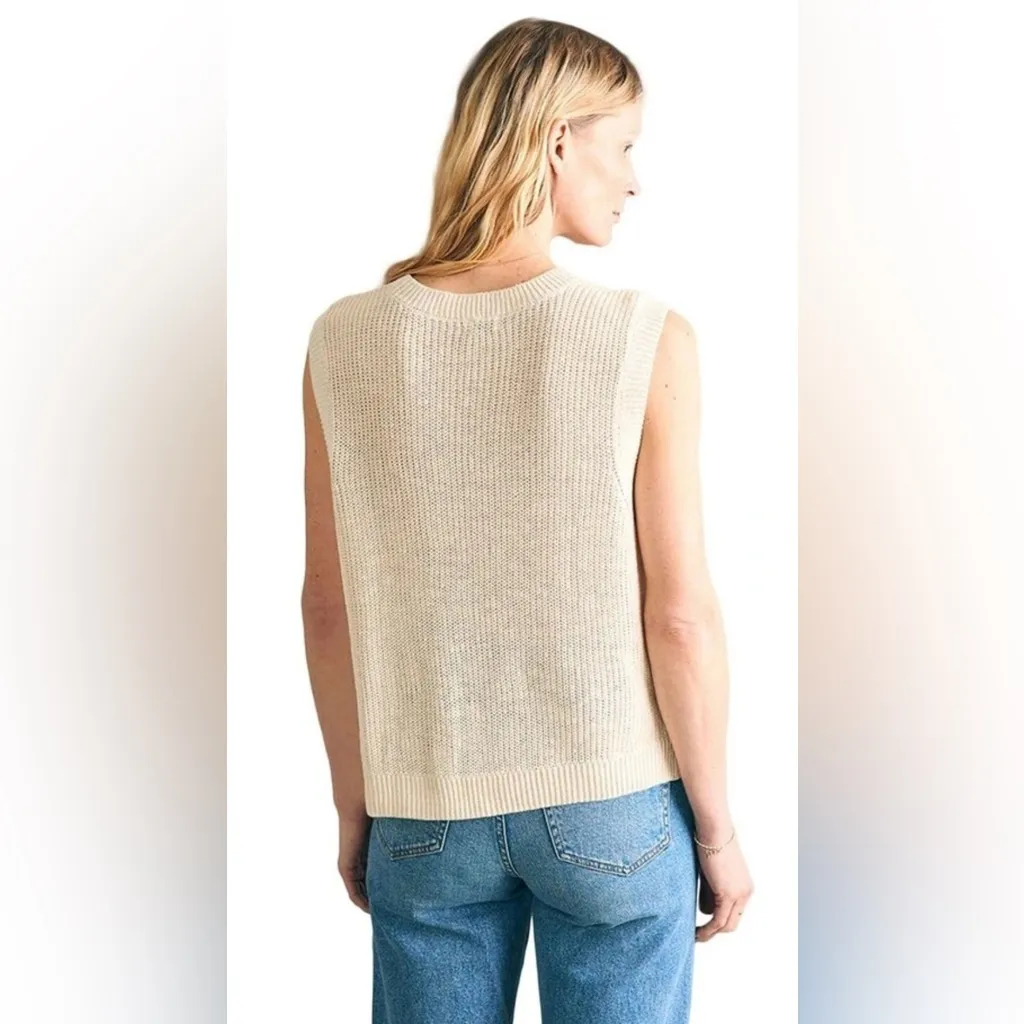 Faherty Miramar linen Muscle Ivory Knit Tank Size XS - Image 2