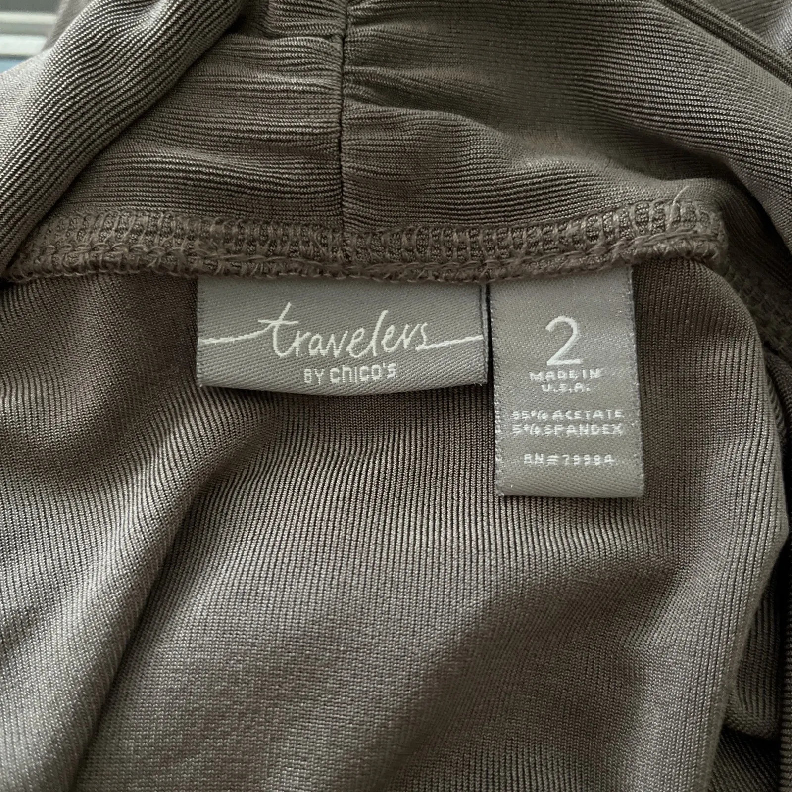 Chicos Travelers Slinky Knit Cardigan SZ 2 (12) Putty‎ Brown Open Tunic Capsule - Image 8