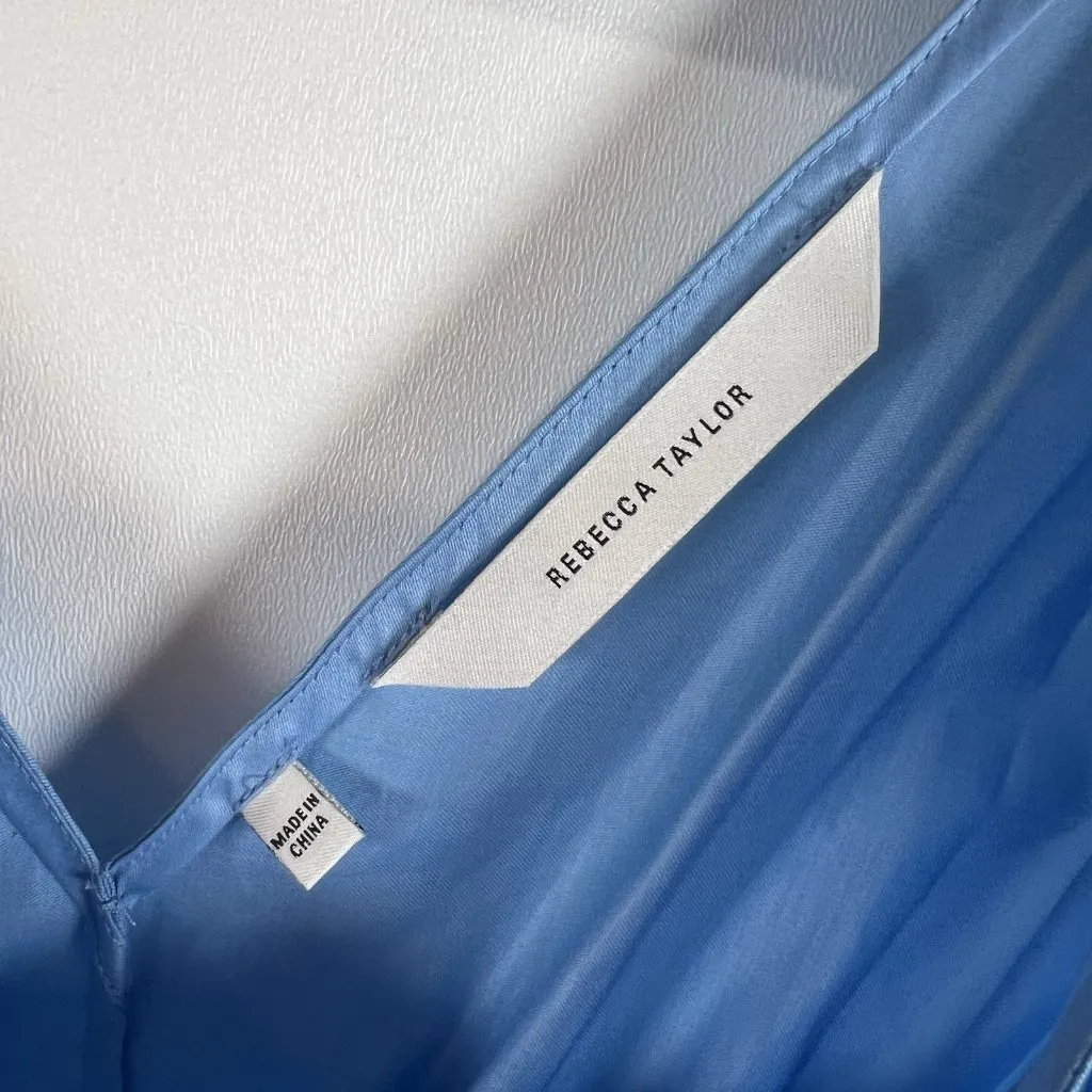 $345 Rebecca Taylor  Blue Smocked Waist Dress Women’s‎ Size Medium Designer - Image 5