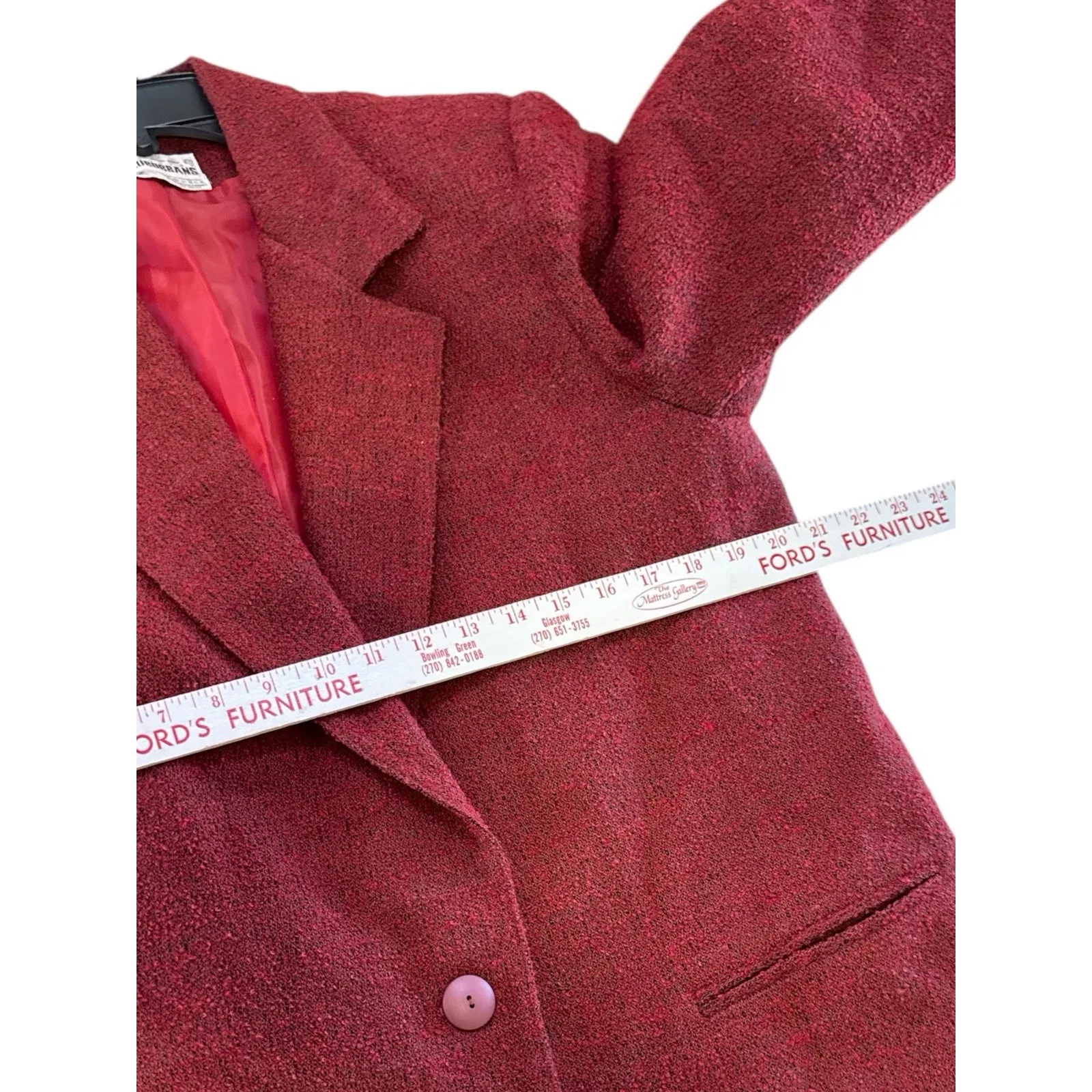 Vintage 80's Country Suburban Red Tweed Blazer Jacket 12 Made In USA ILGWU Union - Image 5