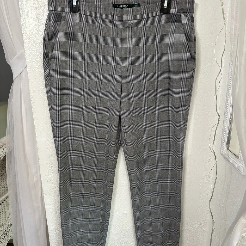 Lauren Ralph Lauren Houndstooth Trouser Pants Black & blue size 10 - Image 9