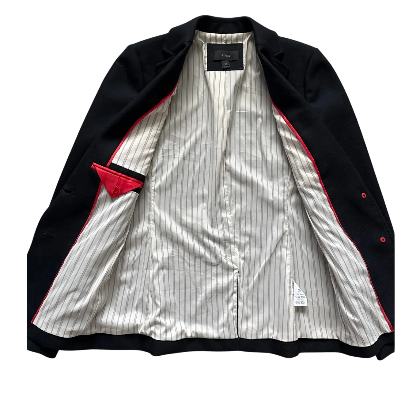 J.Crew Rhodes Italian Wool Blazer Navy Blue Brass Buttons Size 2 Tall - Image 10