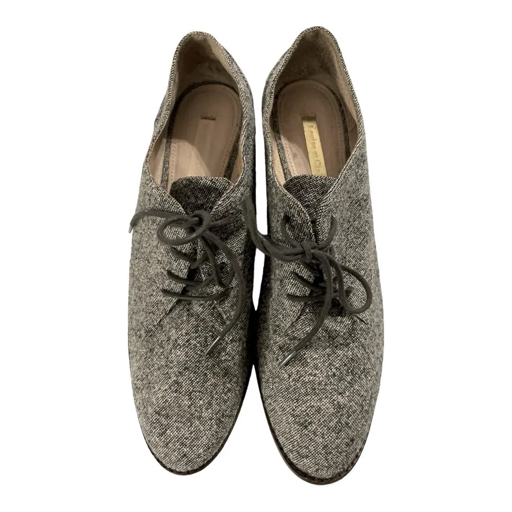 Louise et Cie Tweed Oxford Shoes Gray Leather Sole Size 8M / EU 38 - Image 4