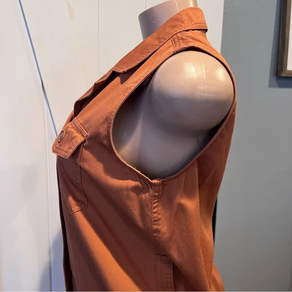 Who What Wear Sleeveless burnt Orange Button-Down Dress maxi s sleeveless collar - Image 10