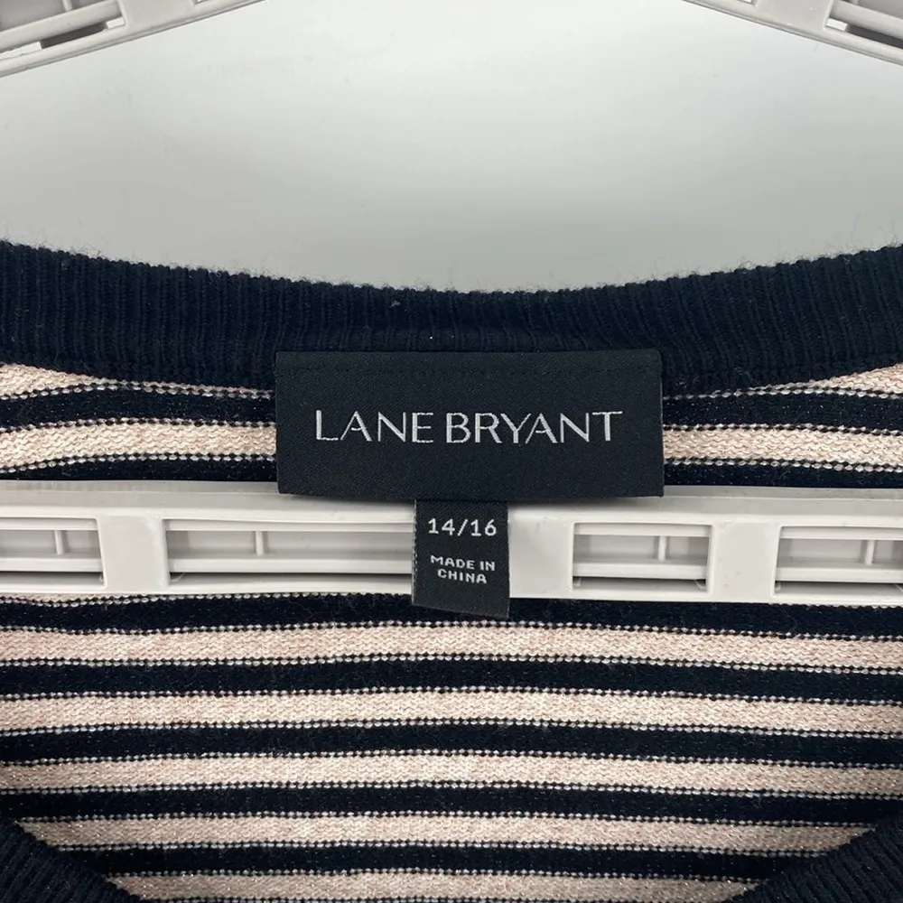 Lane Bryant  black white rose gold metallic threaded button down cardigan - Image 2