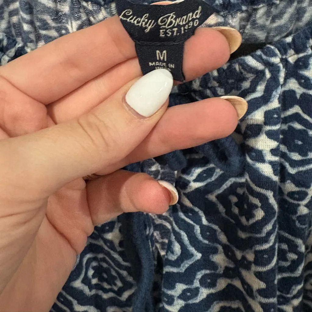 Lucky Brand Blue Boho Print Short Sleeve Top – Size Medium - Image 3