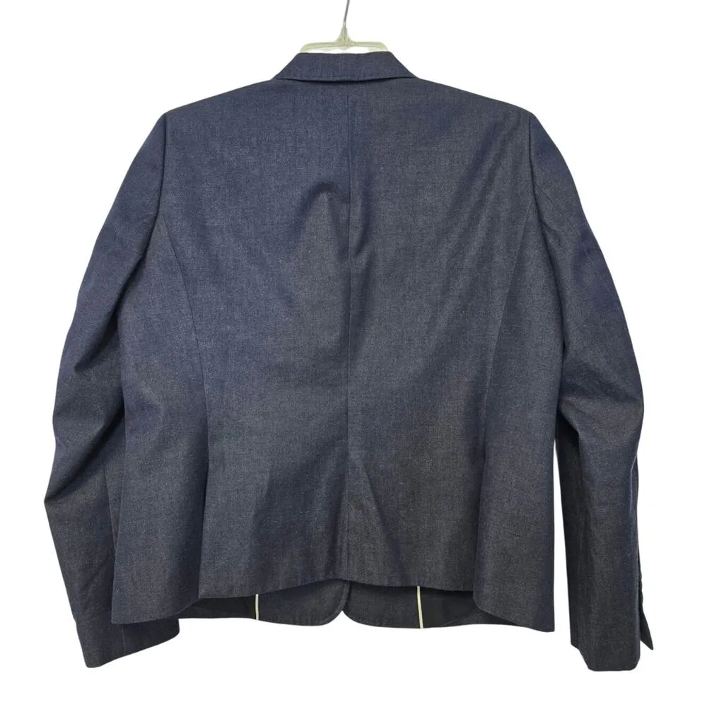 Brooks Brothers Womens 346 Denim Blazer Size 14 Petite Business Fishermans Blue - Image 2
