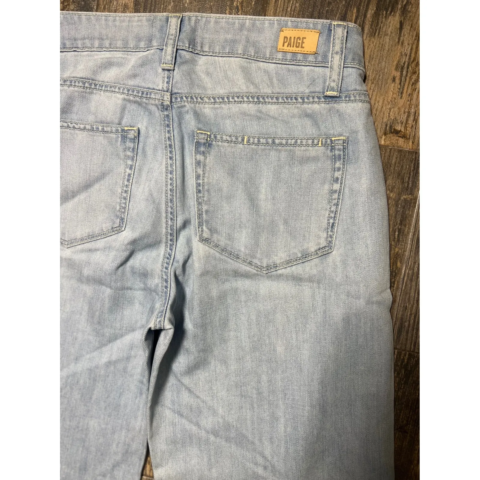 PAIGE Wide Leg Jeans Light Wash High Rise Denim Trouser Size 27W 33I Tall Flare‎ - Image 11