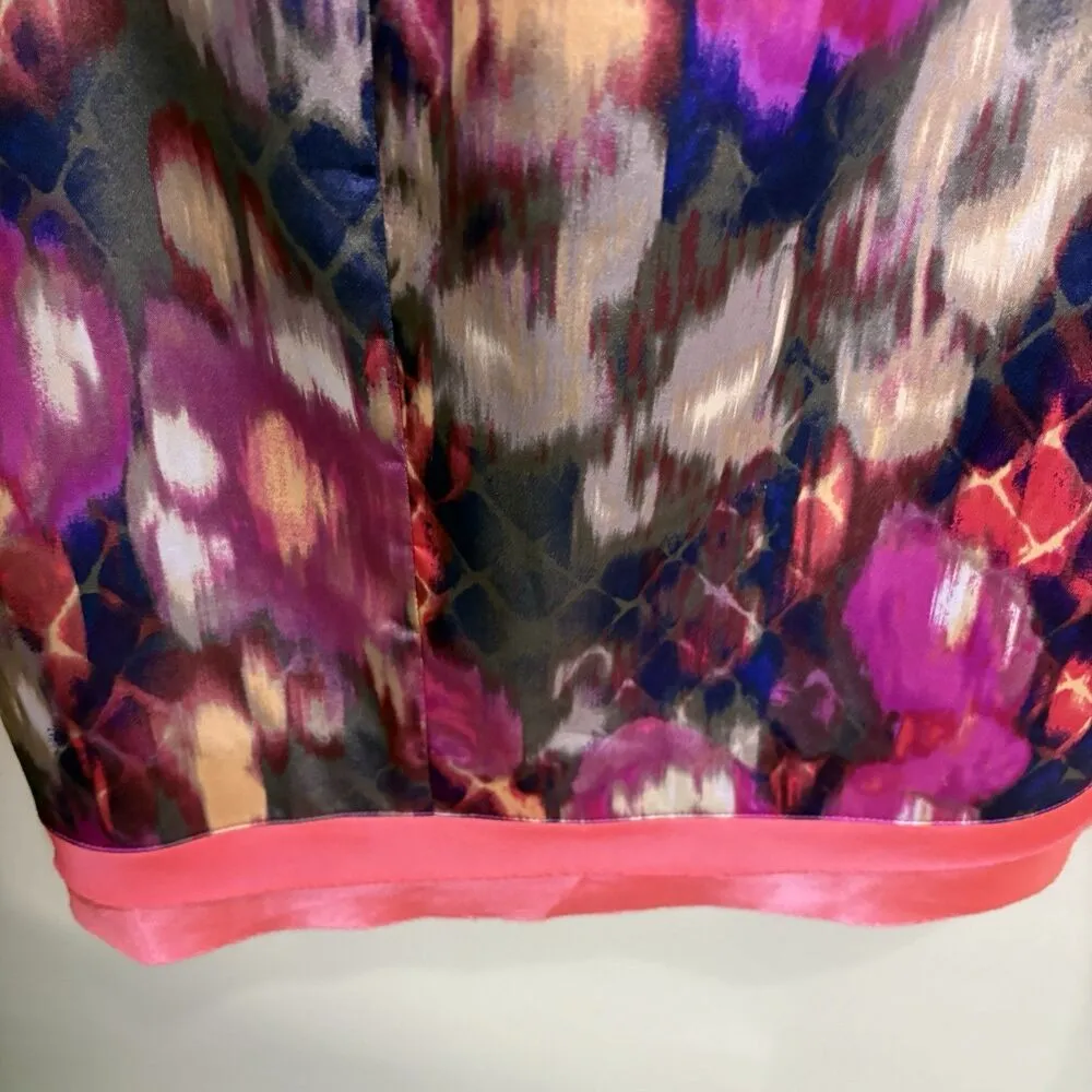 Tahari Dress Womens 14 Watercolor Floral V-neck Satin Feel Cap Sleeve Work Party - Image 6