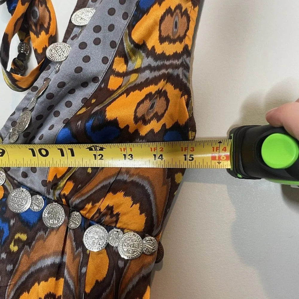 Anthropologie Plenty By Tracy Reese 100% Silk Coin Bohemian Dress Size 2 - Image 11