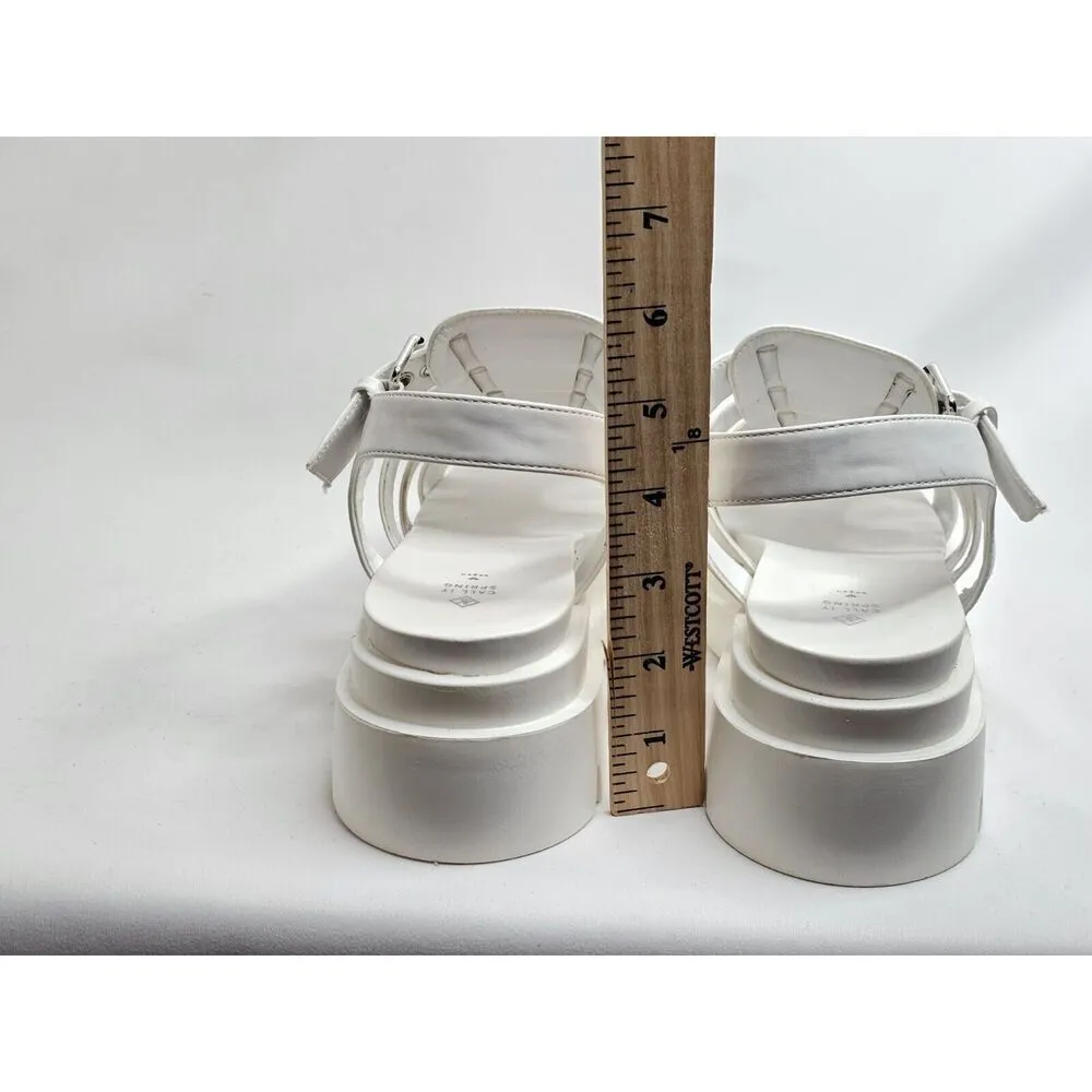 Call It Spring White Chunky Platform Wedge Sandals Womens Size 7.5 EU 38 - Image 6