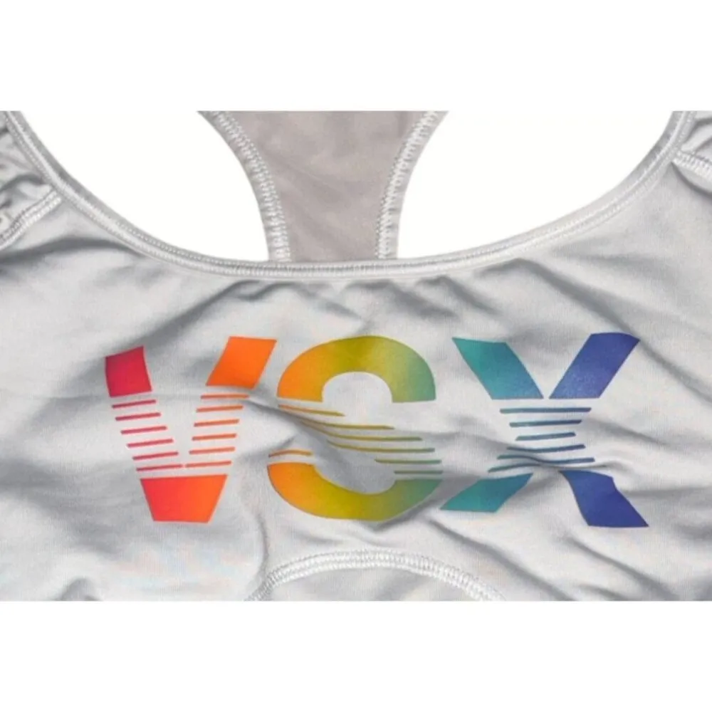 Victorias Secret VSX Rainbow Logo Sports Racerback Bra White Size S - Image 5