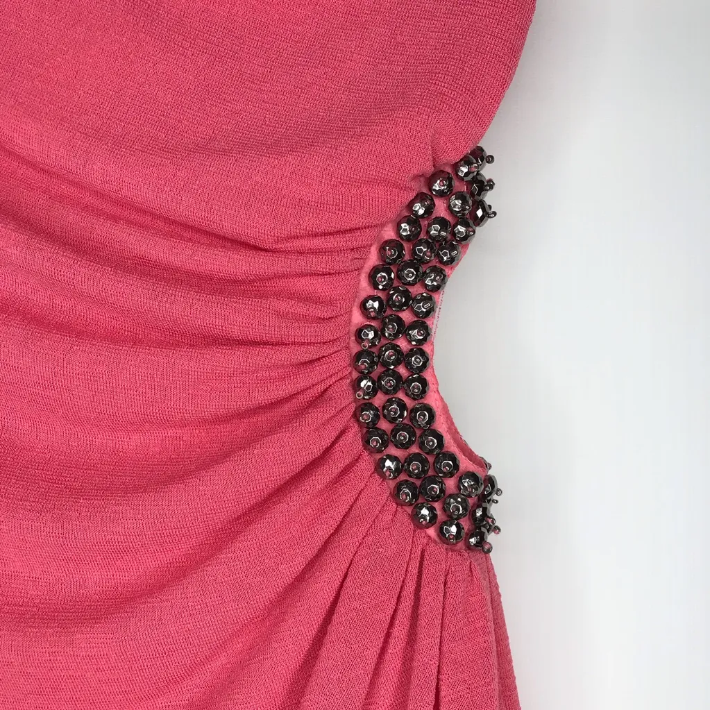 Y2k Codigo strapless body con dress w/ side cut out Sz Small Coral? Party Hoco Pink - Image 9