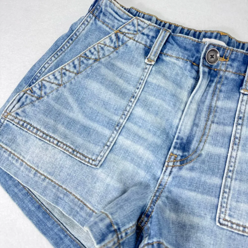 Aerie High Rise Utility Denim Shorts Size Small – Light Wash Jean Shorts Blue - Image 4