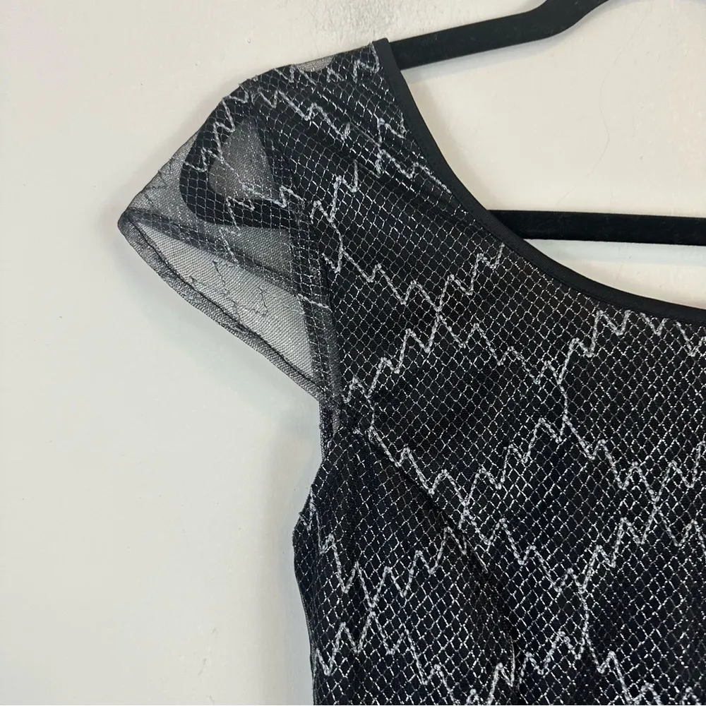 Anthropologie Pins and Needles | Black and Gray Shimmery Lace Dress Size 0 - Image 2