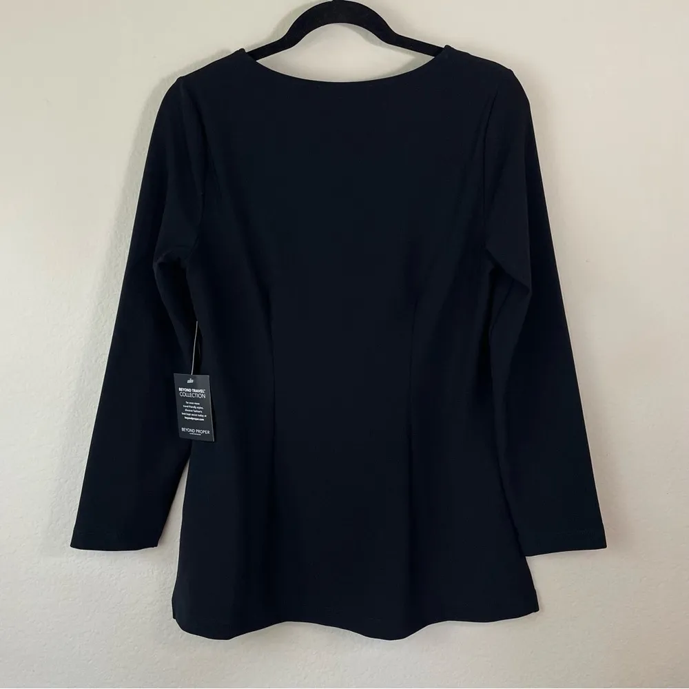 NWT Boston Proper Black Wrinkle Free Long Sleeve‎ Cut Out Top Size Medium - Image 7