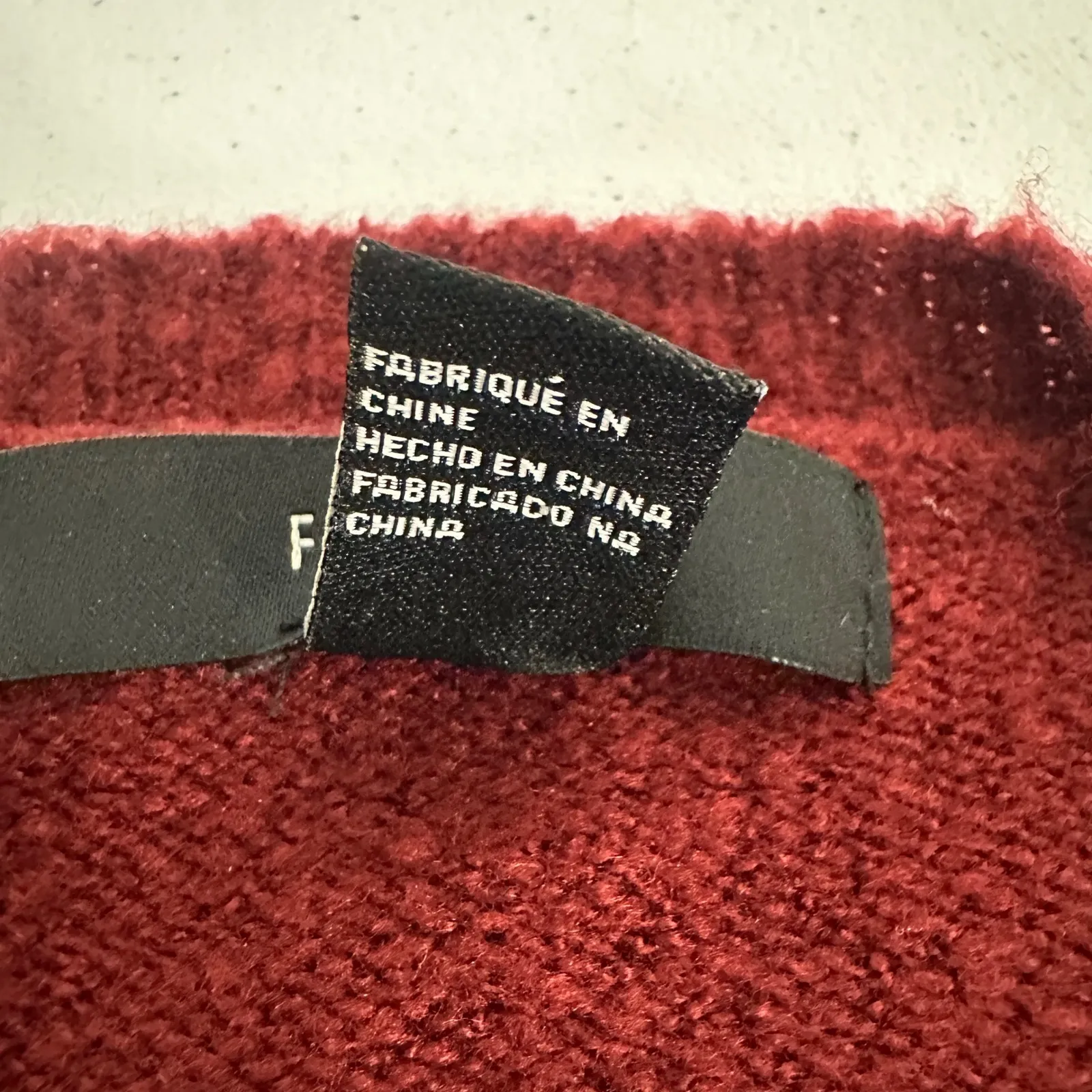 Forever‎ 21 Women Small Burgundy Textured Crew Neck Long Sleeve Pullover Sweater - Image 5