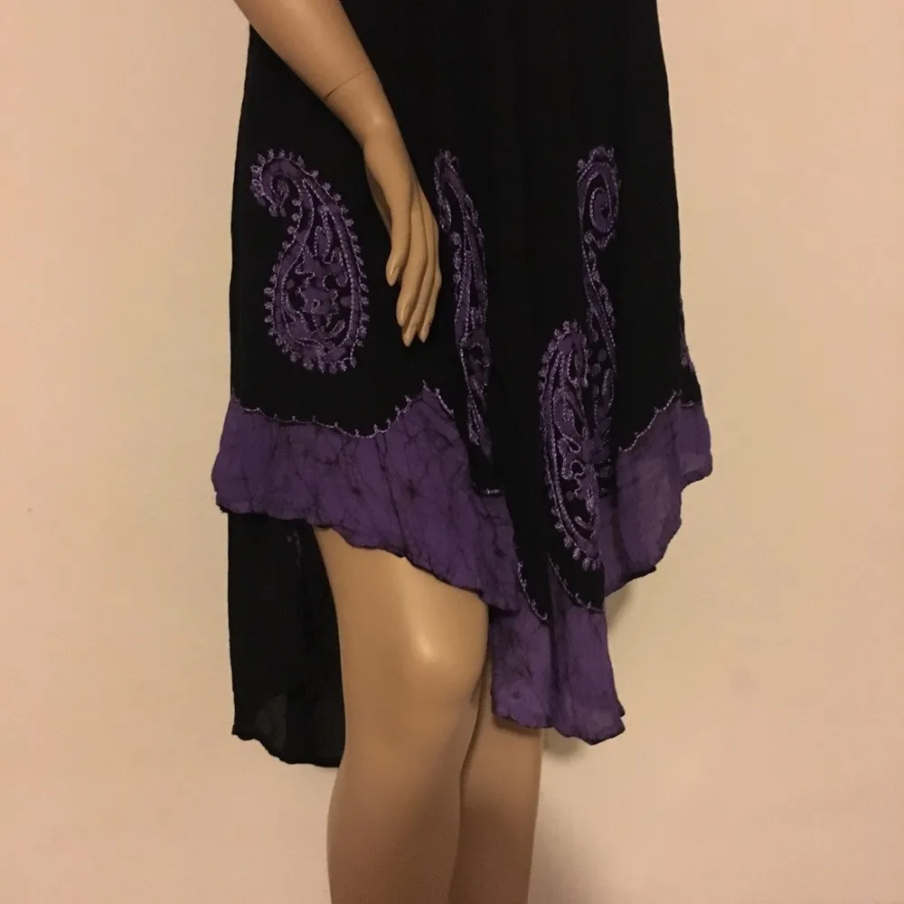 Ladies Semi Sheer ASymm Dress Black Size undefined - Image 4