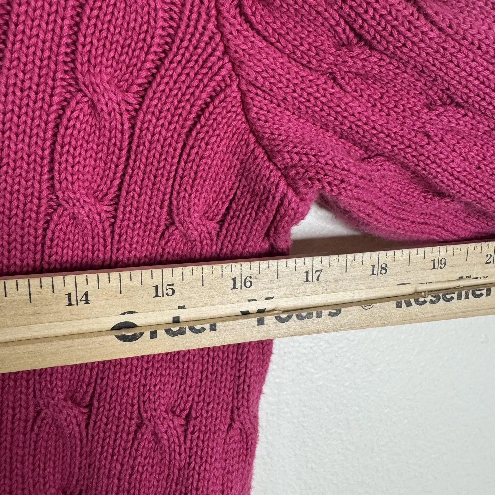 Ralph Lauren Sport Sweater Womens Large Pink Cable Knit Turtleneck Pony y2k - Image 5