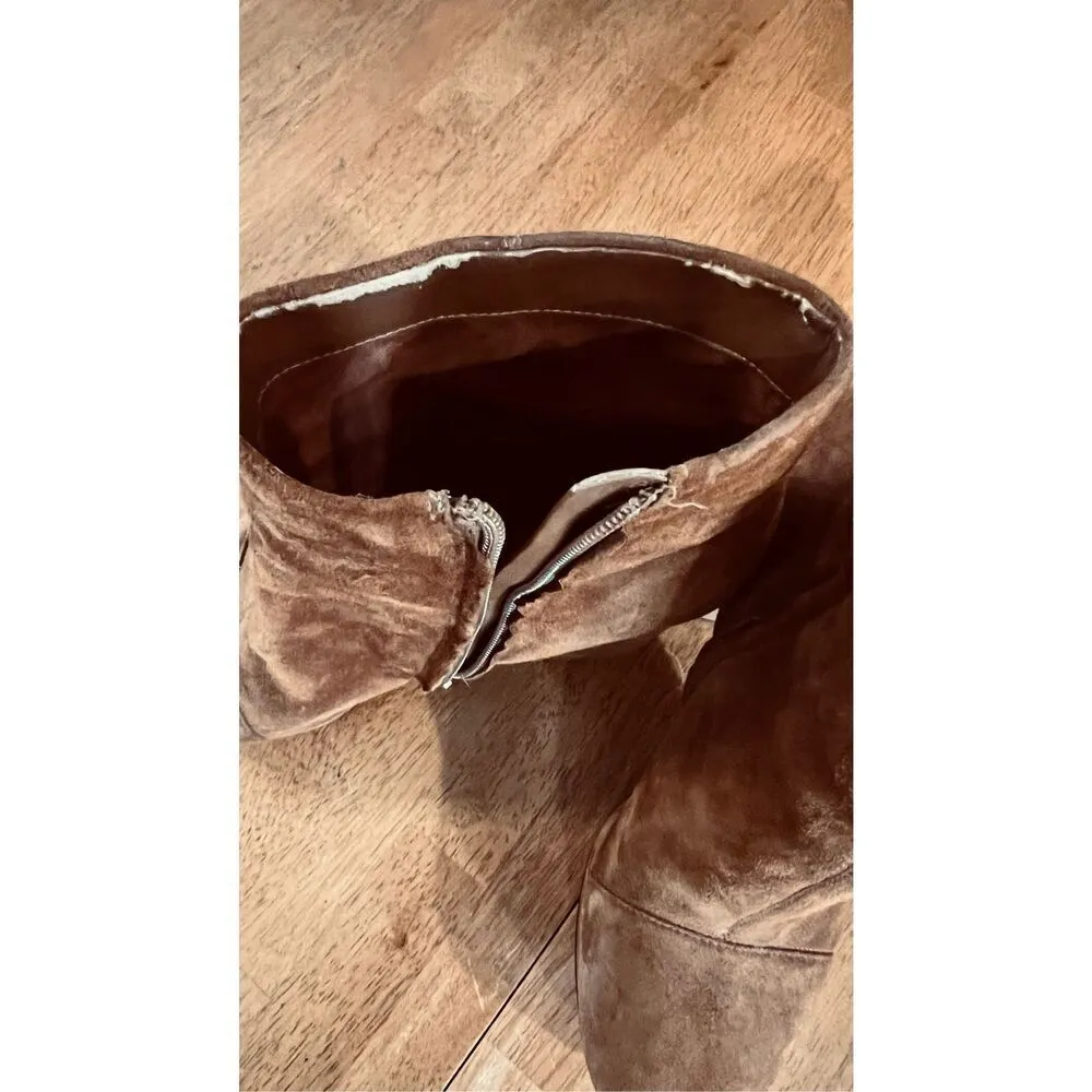 Sam Edelman  Azra Brown Suede Chunk Heel Ankle Boots Size 10 - Image 9