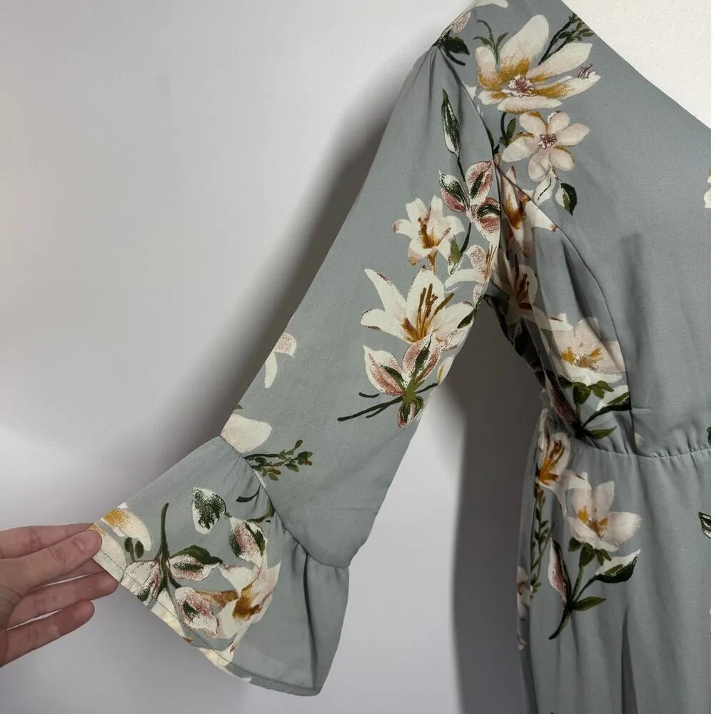 June & Hudson Dress Women Size M Floral Wrap Dress Easter Sunday Spring Ruffle Green Size M - Image 11
