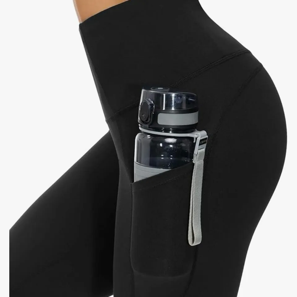 THE GYM PEOPLE Thick High Waist workout‎ Leggings pockets no roll waistband M Black Size M - Image 6