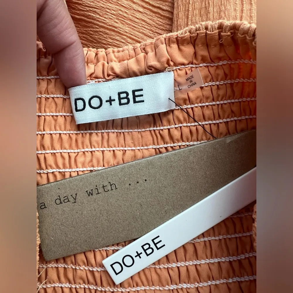 NWT: DO + BE Smocked Waistband Wide Leg Bottom Pants in Light Orange Size Large - Image 7