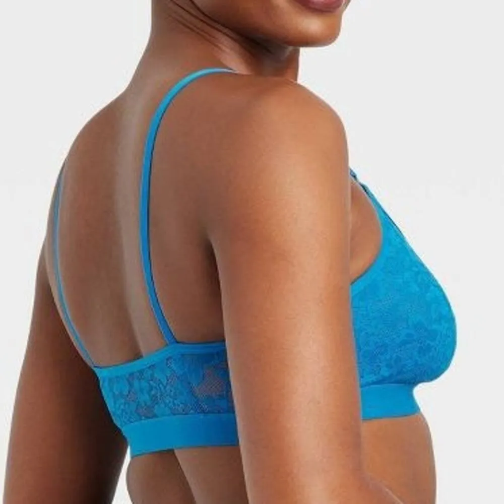 Auden Lightly Lined Scoop Neck Bralette Blue XS NEW - Image 4