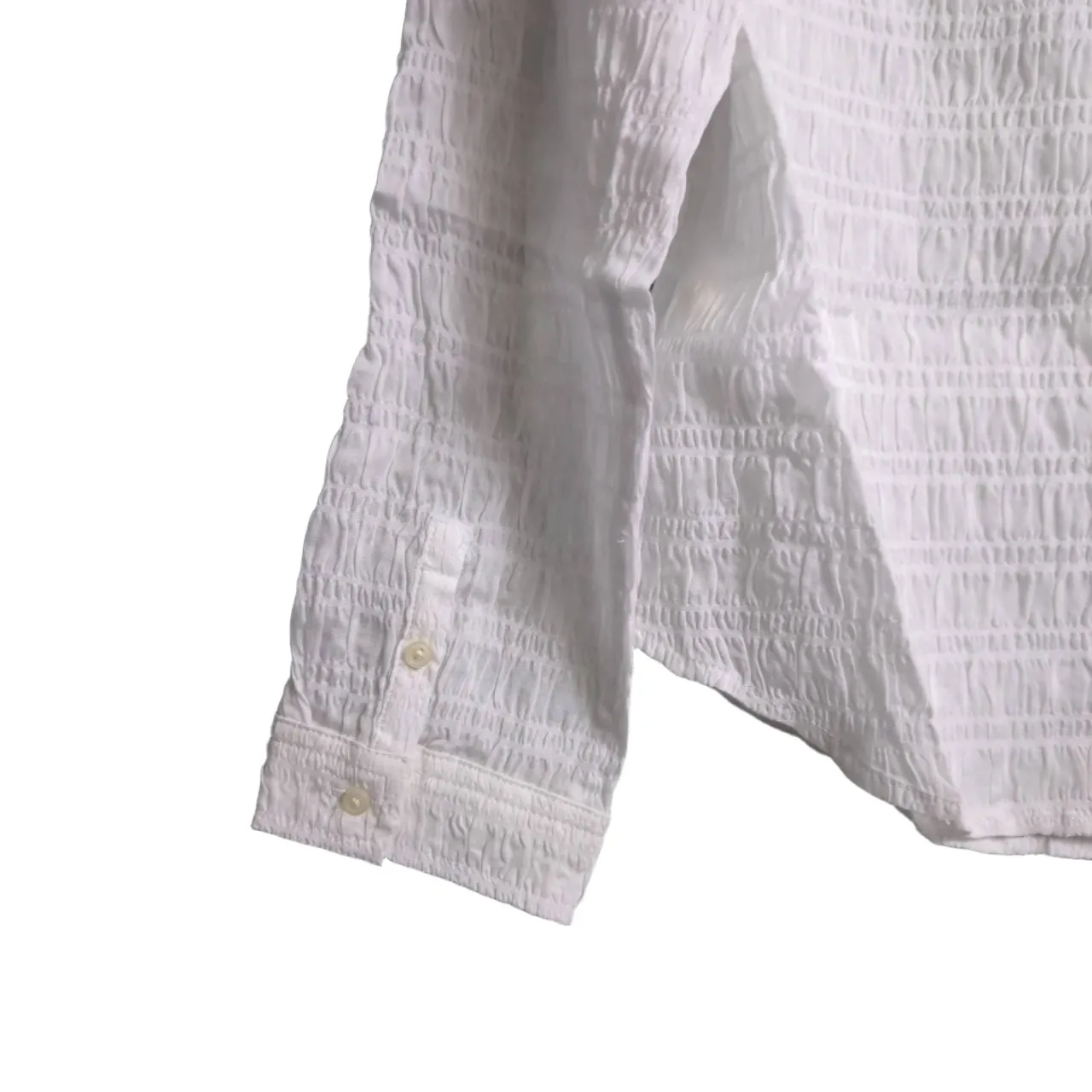 NWT EVERLANE White Textured Long Sleeve Button Down Shirt Size 8 - Image 4