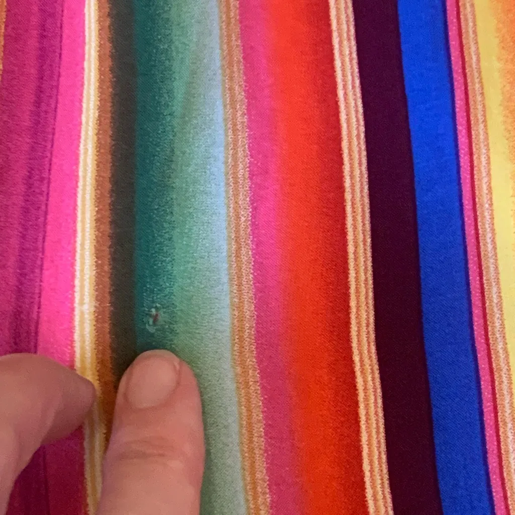 Philosophy Dress 14 Vibrant Rainbow Striped Maxi Button up 3/4 Sleeves Highwaist - Image 12