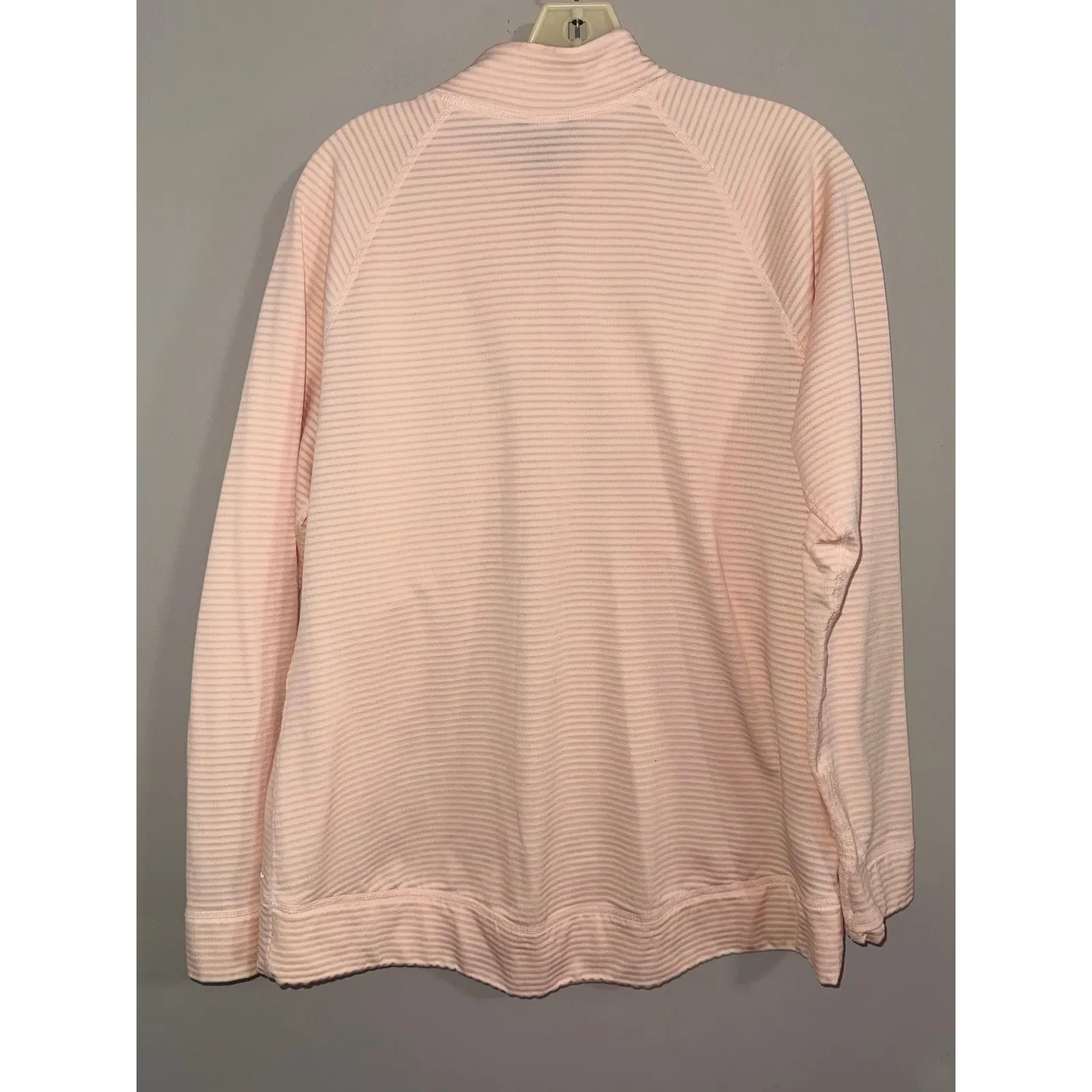 Eddie Bauer Womens L Pink Striped Quarter Zip Pullover Long Sleeve Activewear - Image 5