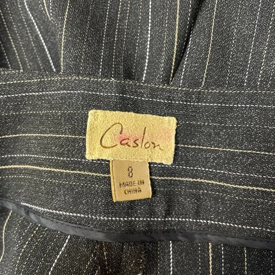 Caslon Dress Pants Womens 8 Black Gold Stripe Wide Leg Polyester High Waist - Image 5