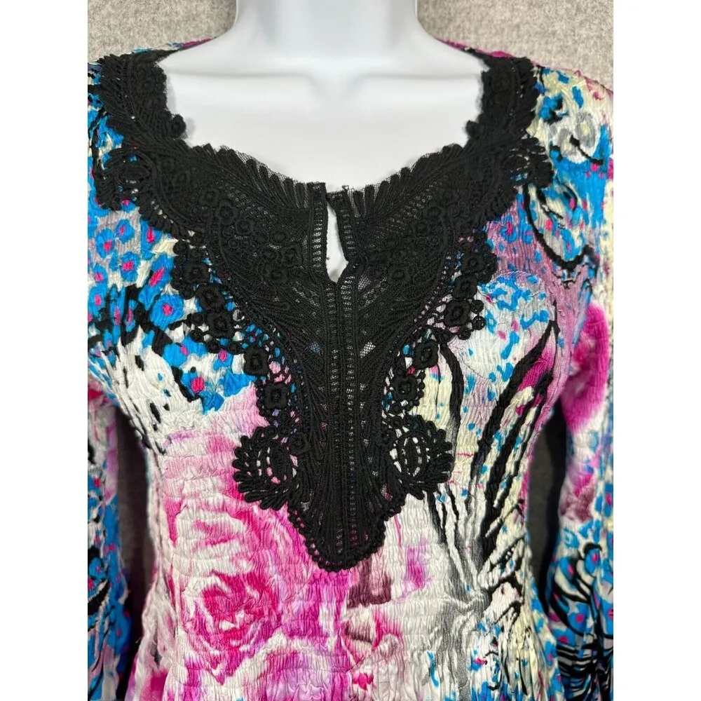 Alberto Makali Small Women Top Long Sleeve Crinkle Lace Fairy Whimsigoth Y2k - Image 8