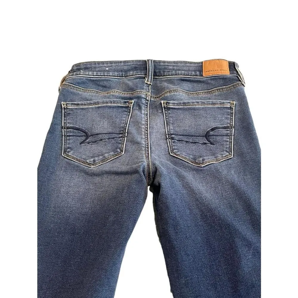American Eagle Jegging Jeans Womens 4 Blue Mid Rise Skinny Stretch Distressed - Image 10