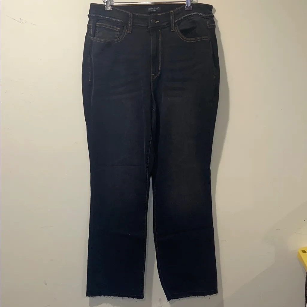 Womens Judy Blue High Waisted Slim Boot Cut Raw Hem Jeans - Image 3