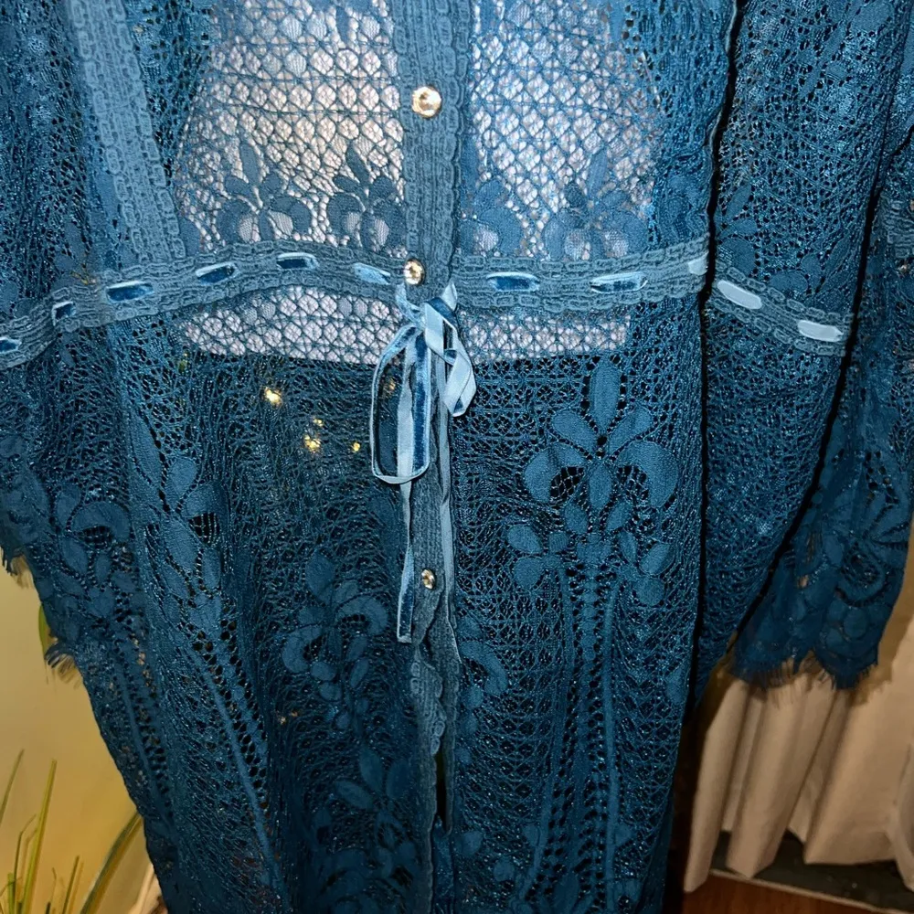 COLLEEN LOPEZ Lace Tunic/Cover up Button Down NWOT Size 2X Green - Image 4