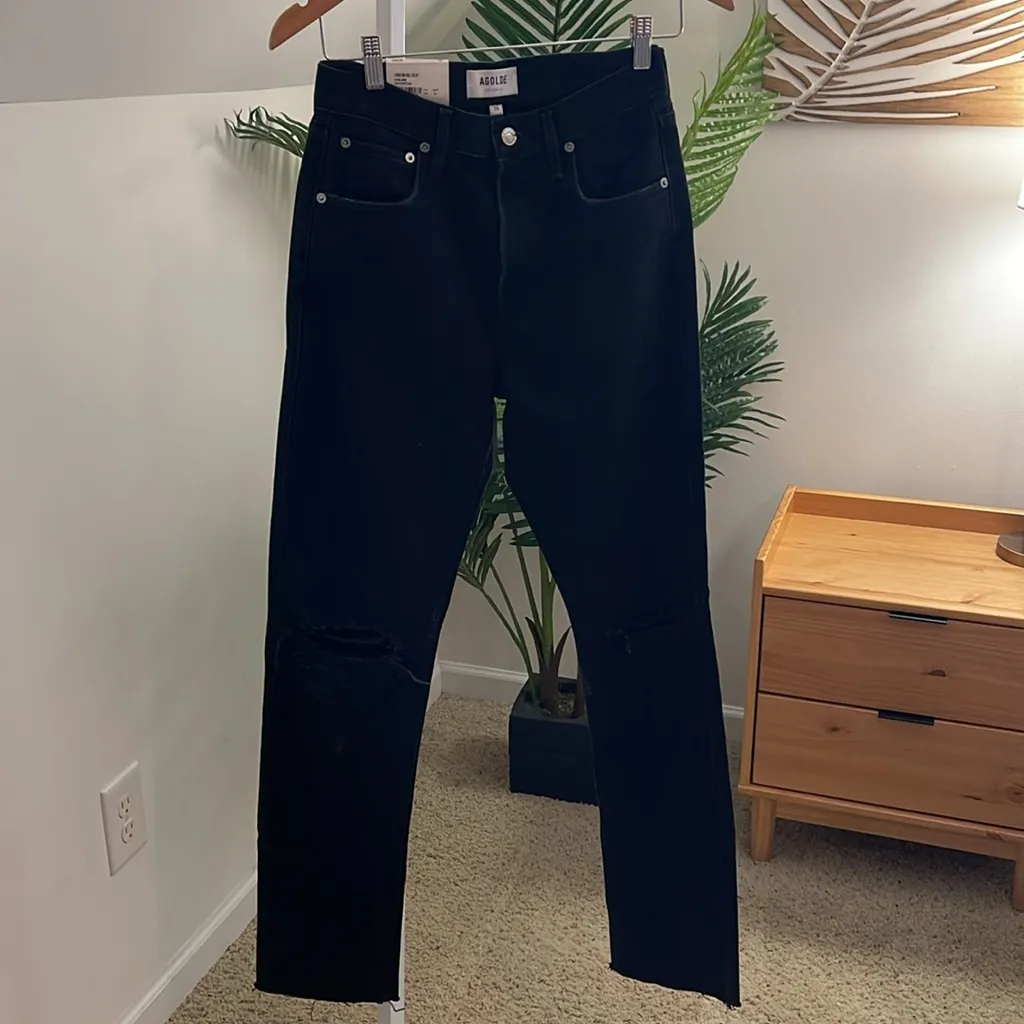 AGOLDE CHERIE HIGH RISE STRAIGHT‎ JEANS BLACK - Image 3