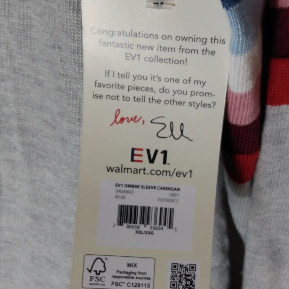 EV1 2X Academia Light Gray Red Blue White Cardigan Sweater Plus - Image 3