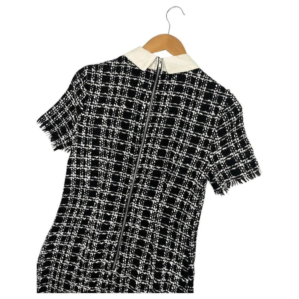 New BeBop Dress Womens Small Black White Tweed Academic Wednesday Addams Preppy - Image 9