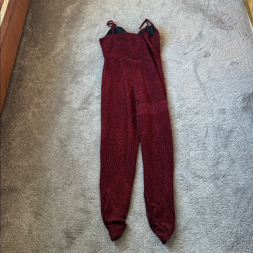 Trixxi Clothing Company Maroon Sparkle Jumpsuit SIZE L - Image 6