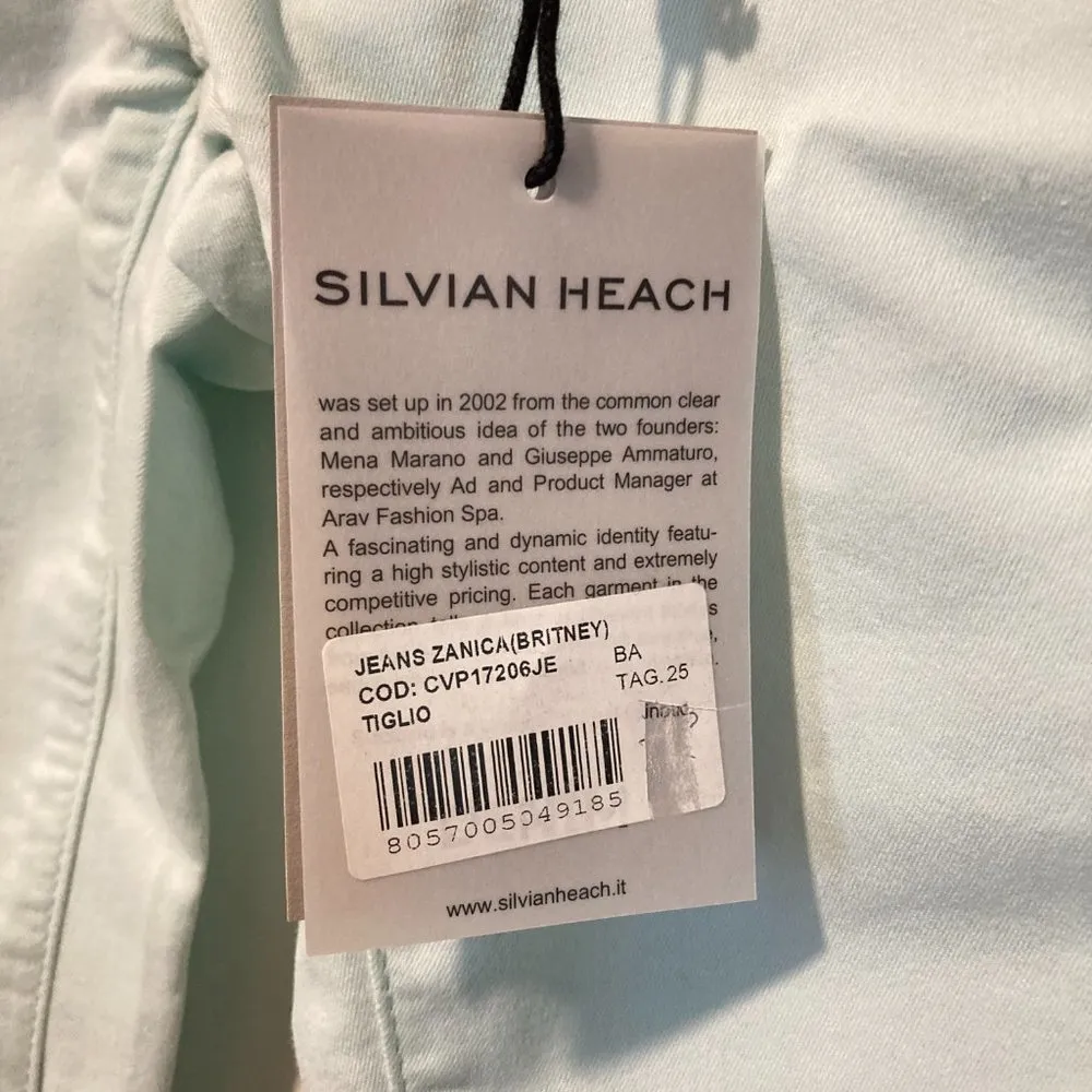 Silvian Heach women's size 25 super slim stretch BRITNEY light aqua jeans 25x29 Blue - Image 6