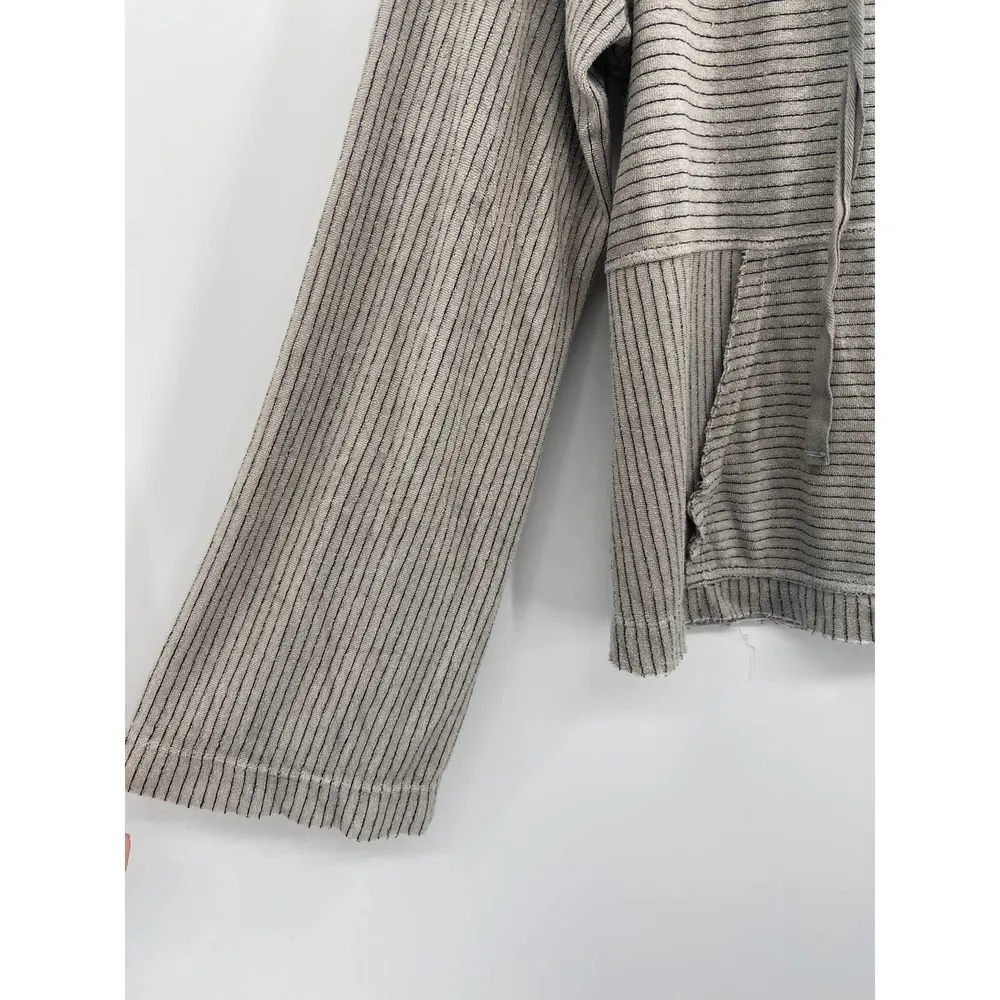 Bella Dahl Striped Hoodie Split Back Gray White Size L - Image 53