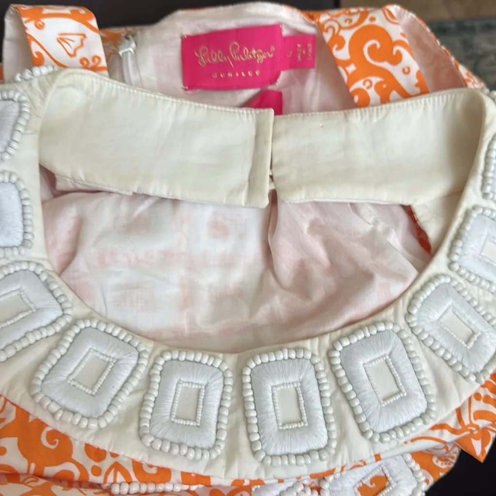 Lilly Pulitzer Rare Jubilee Angie Harmon Beaded Shift OJ Orange Catalina Size 12 - Image 13