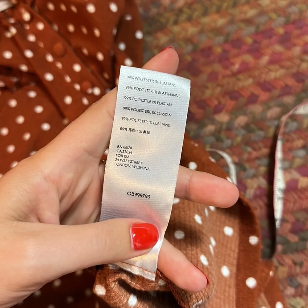 URBAN OUTFITTERS VIVENNE BROWN POLKA DOT BODYCON DRESS - Image 5