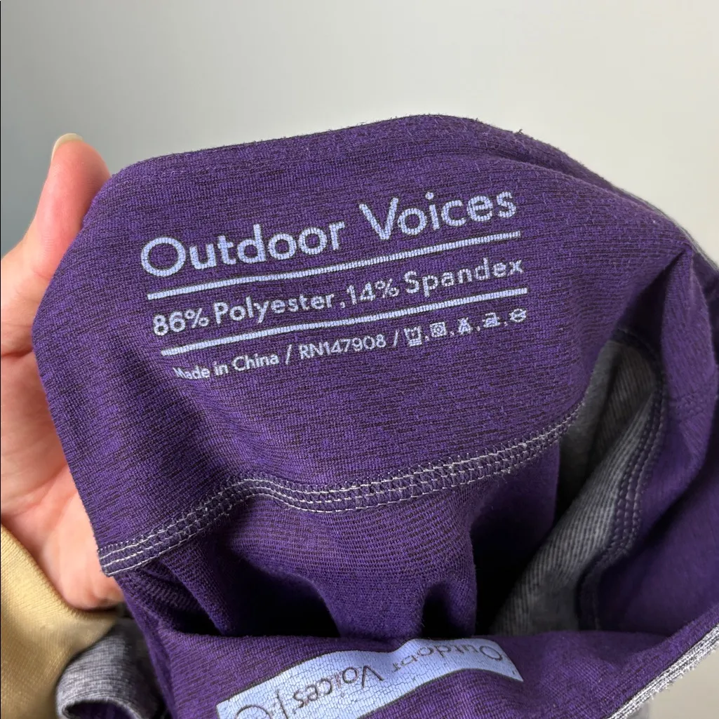 Outdoor Voices Two Tone Warmup Leggings 7/8 Women’s Size Medium Purple Gray - Image 5