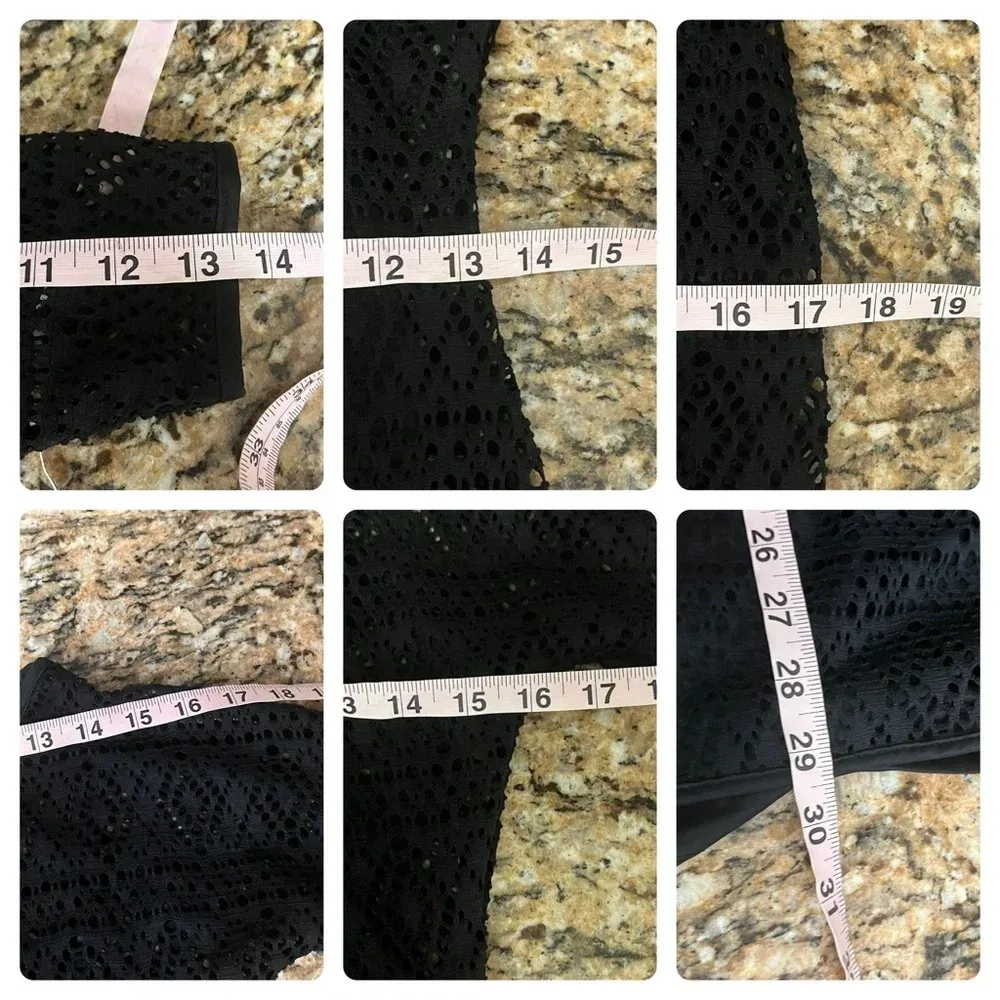 Vtg Express Sheer Crochet Black Dress XS Witchy Goth Grunge Dark Coquette Sheath - Image 6